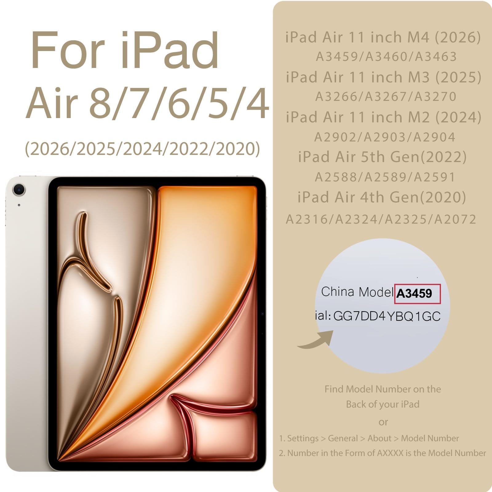 Magnetic iPad Air 5/4 Case, Slim Smart Folio for iPad Air 5th,4th